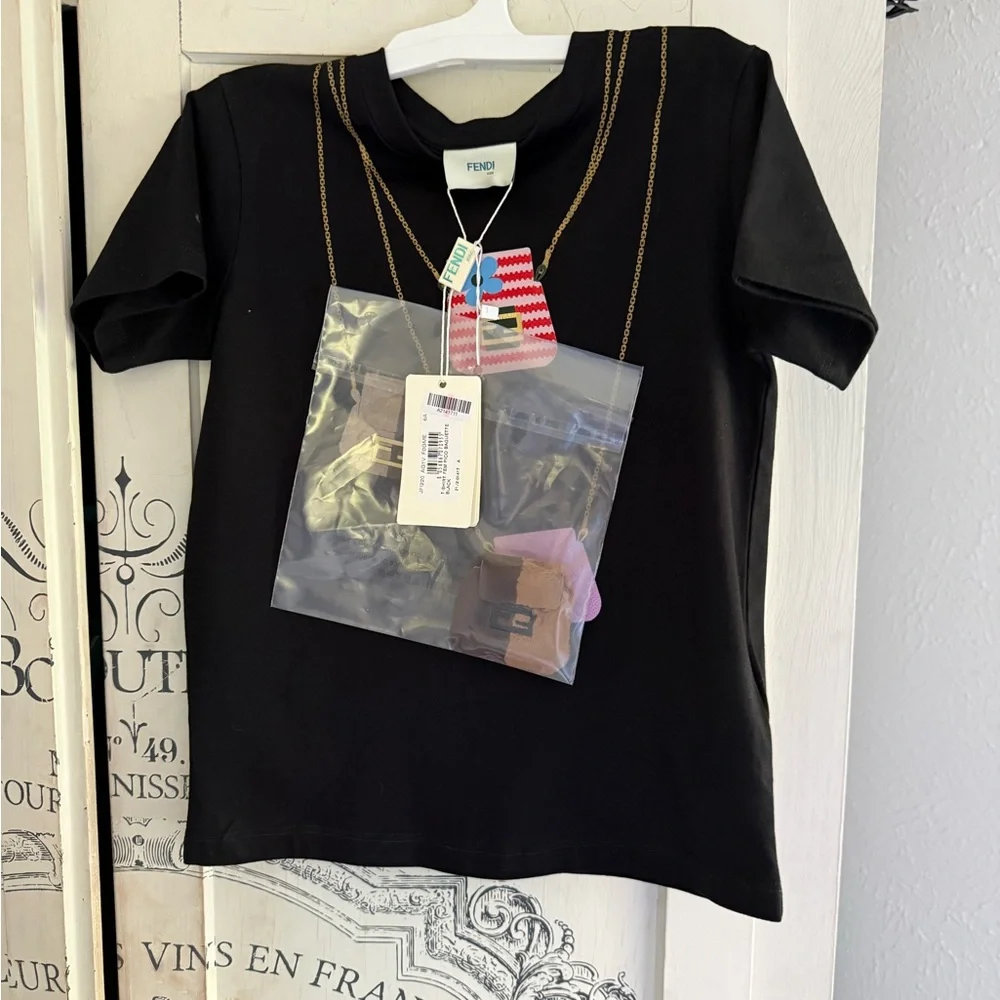 NWT Guaranteed Authentic Fendi Girl’s Handbag T-Shirt w/Authenti Mini Purse - Picture 11 of 16